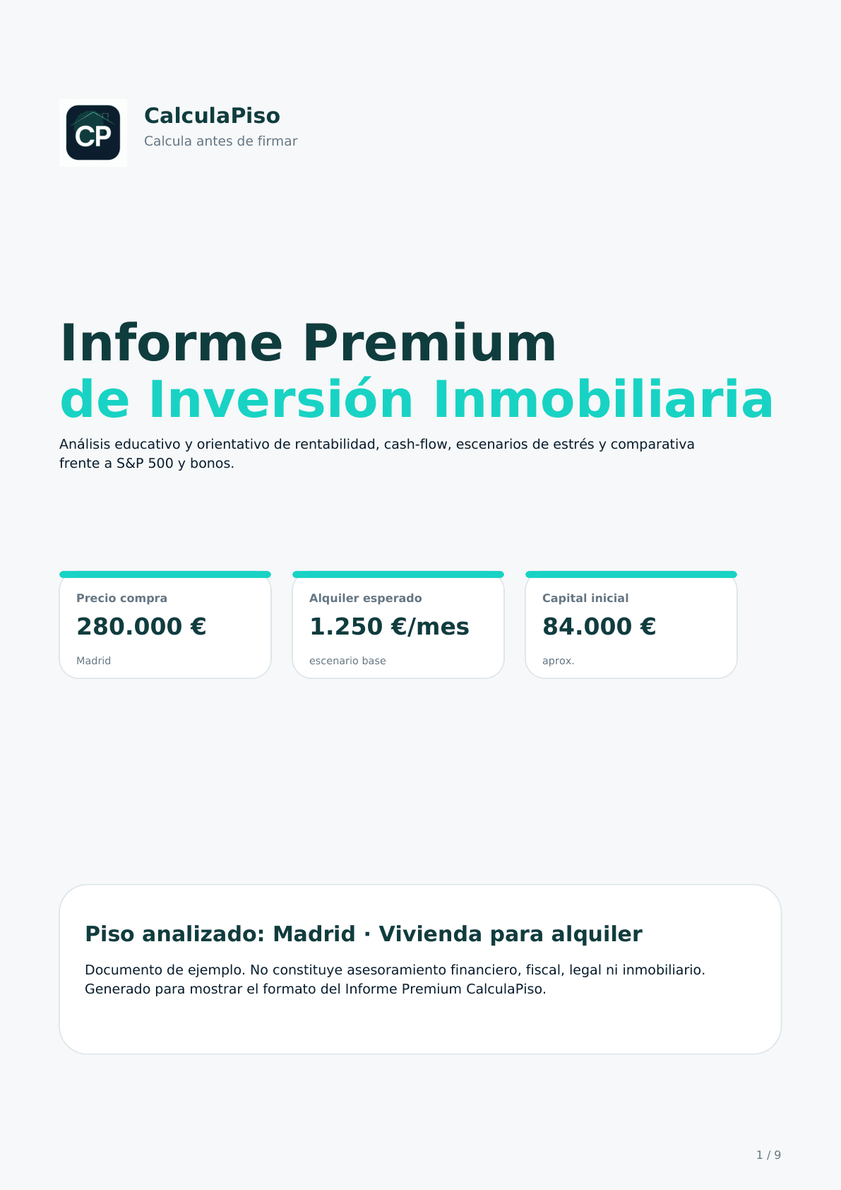 Preview de la portada del Informe Premium CalculaPiso